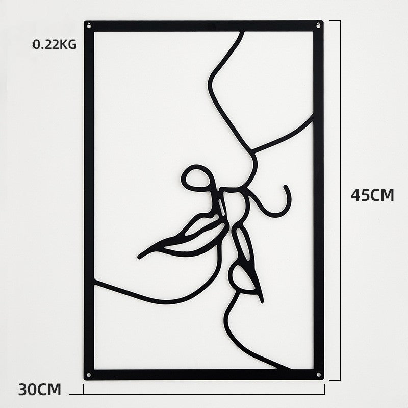 Wall Art Passionate Kiss Romantic Line Art Metal