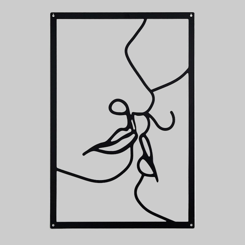 Wall Art Passionate Kiss Romantic Line Art Metal