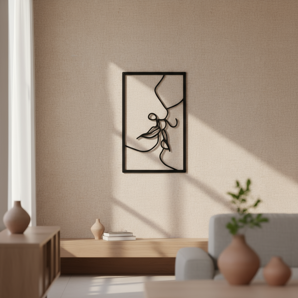 Wall Art Passionate Kiss Romantic Line Art Metal