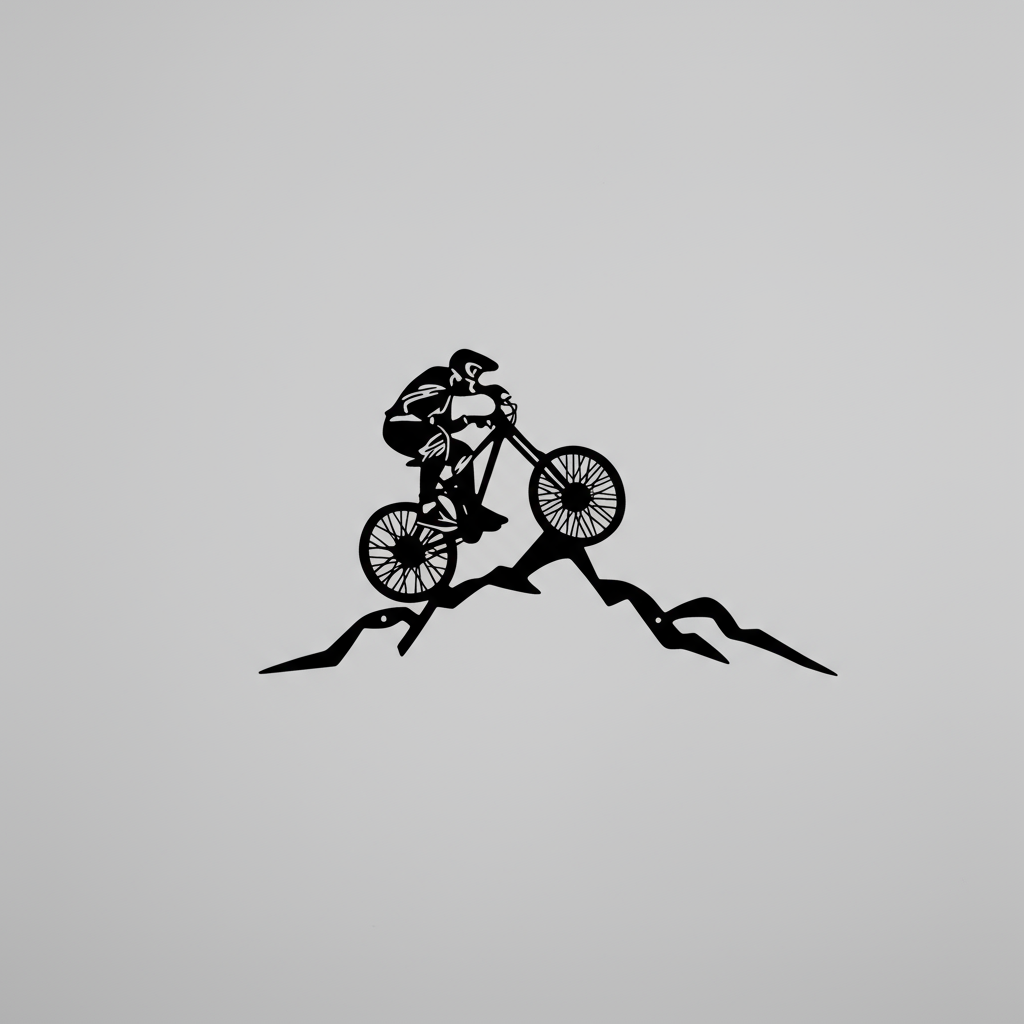 Extreme and Adventure Downhill Mountain Biking Silhouette Wall Art