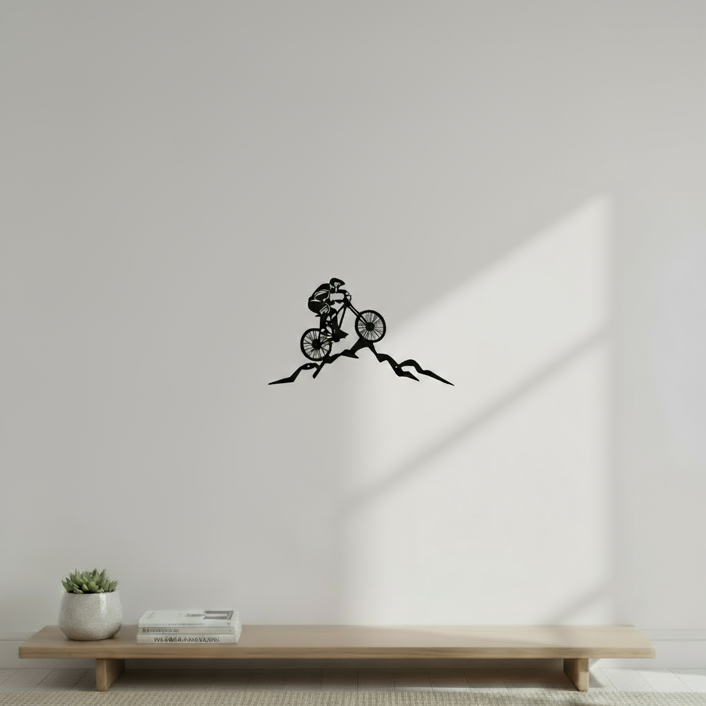 Extreme and Adventure Downhill Mountain Biking Silhouette Wall Art