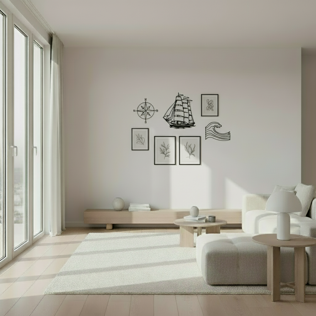 Wall Decoration Tall Ship Line Nautical Art Metal