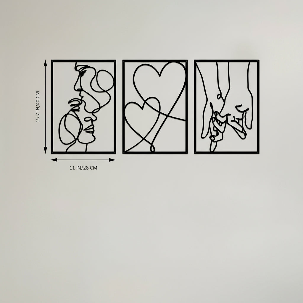 Triptych Wall Art Line Art Love