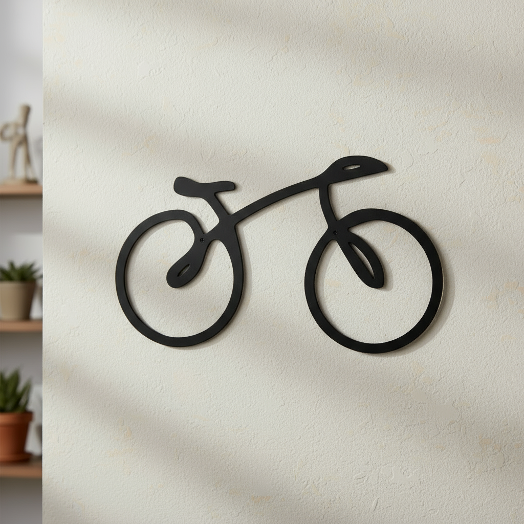 Minimalist Metal Silhouette Bicycle Escape Wall Art