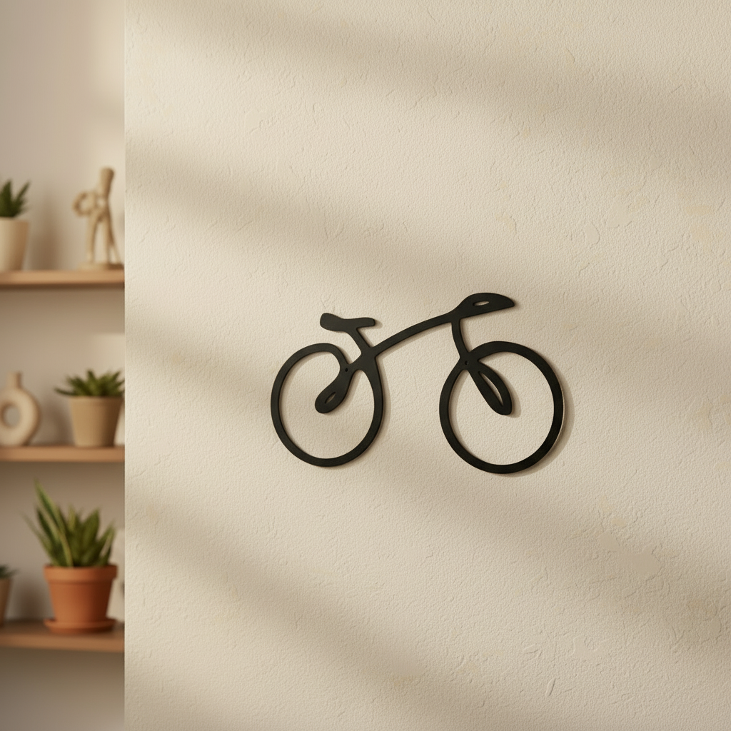 Minimalist Metal Silhouette Bicycle Escape Wall Art