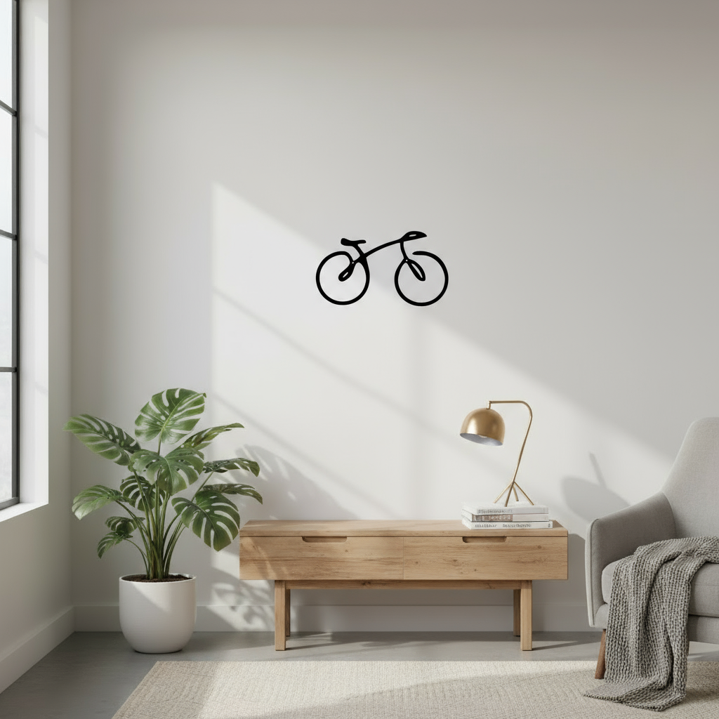 Minimalist Metal Silhouette Bicycle Escape Wall Art