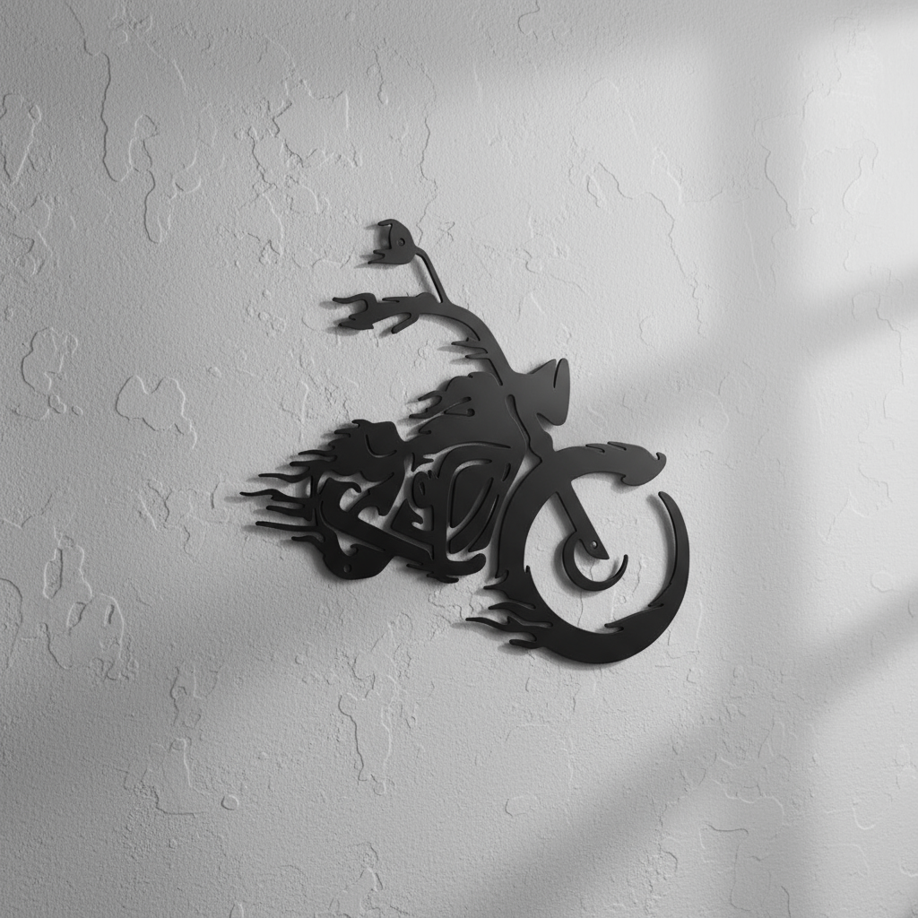 Motorcycle Cruiser Wall Art at Full Speed ​​Dynamic Line Art Metal