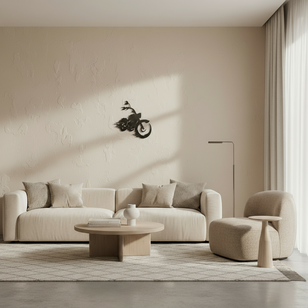 Motorcycle Cruiser Wall Art at Full Speed ​​Dynamic Line Art Metal