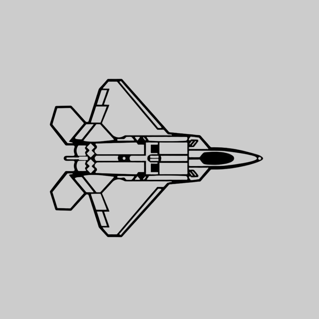 Stealth Fighter Wall Art Top View Line Art Aeronautics Precision Metal
