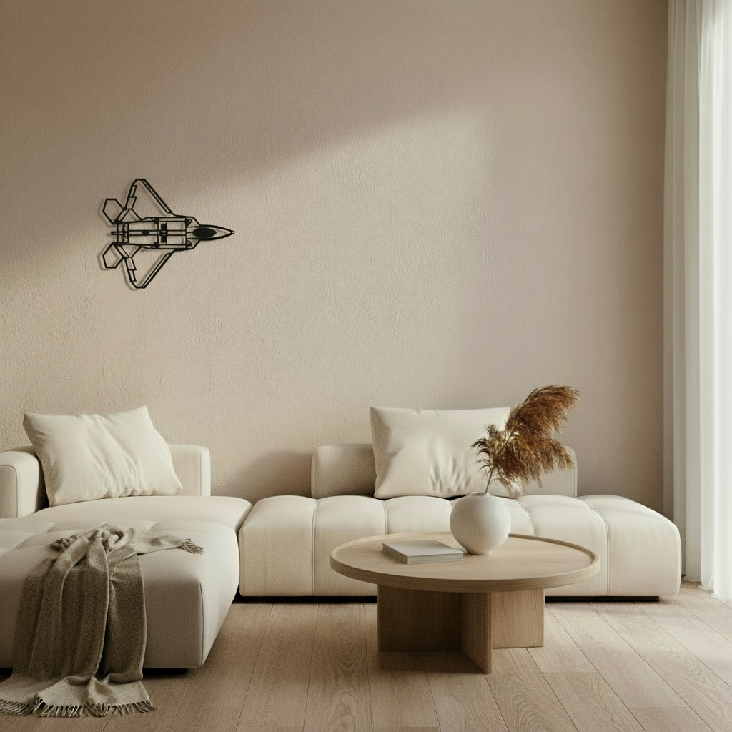 Stealth Fighter Wall Art Top View Line Art Aeronautics Precision Metal
