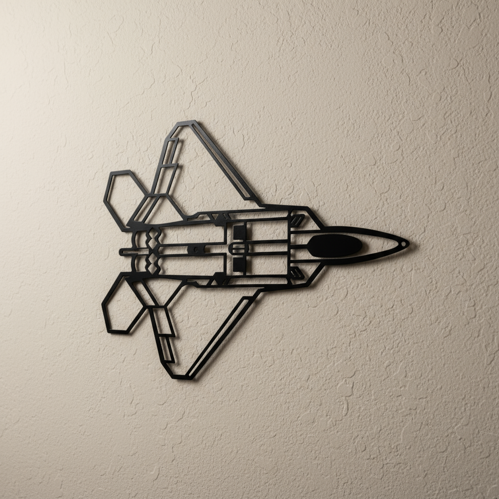Stealth Fighter Wall Art Top View Line Art Aeronautics Precision Metal