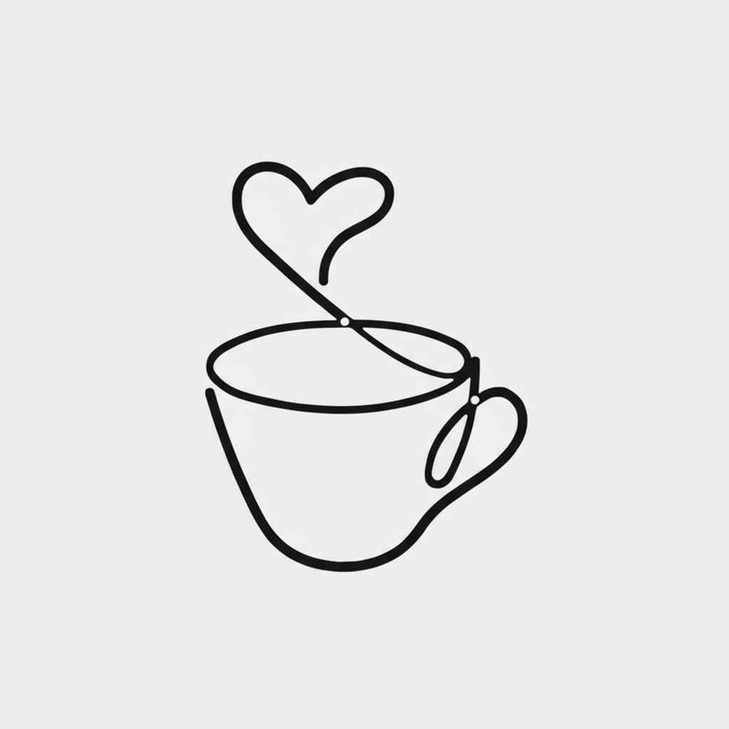 Minimalist Metal Heart Line Art Cafe Wall Decor