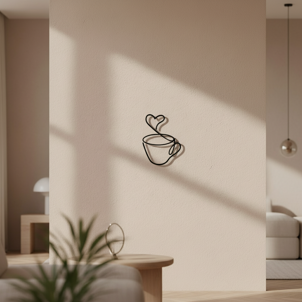 Minimalist Metal Heart Line Art Cafe Wall Decor
