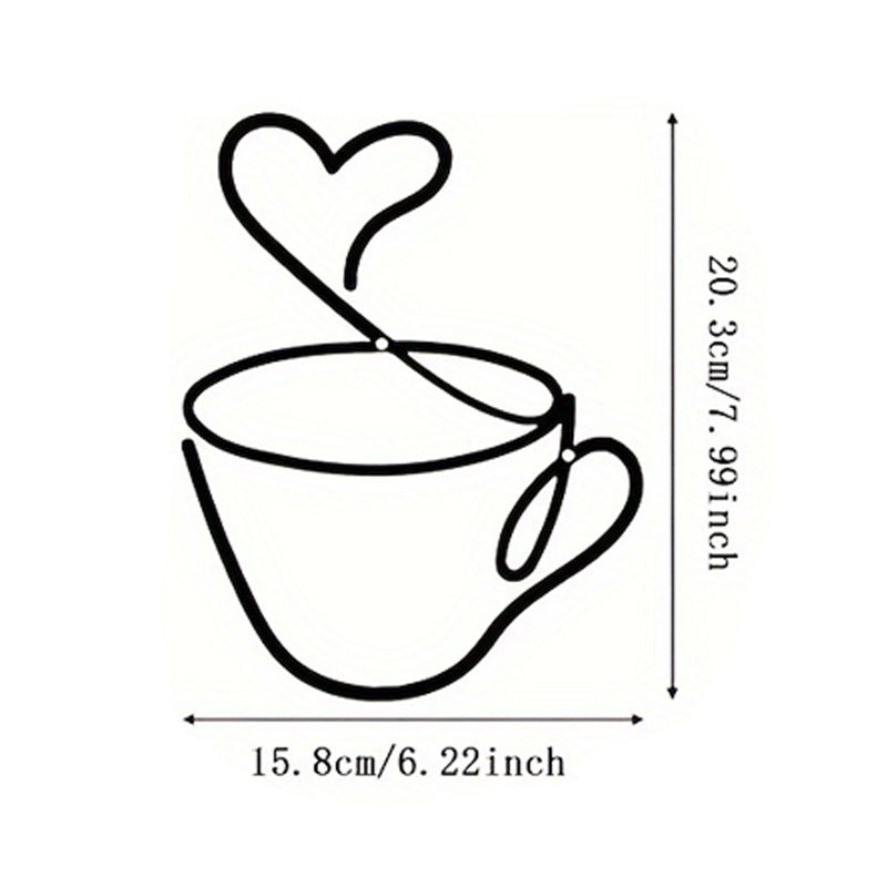Minimalist Metal Heart Line Art Cafe Wall Decor