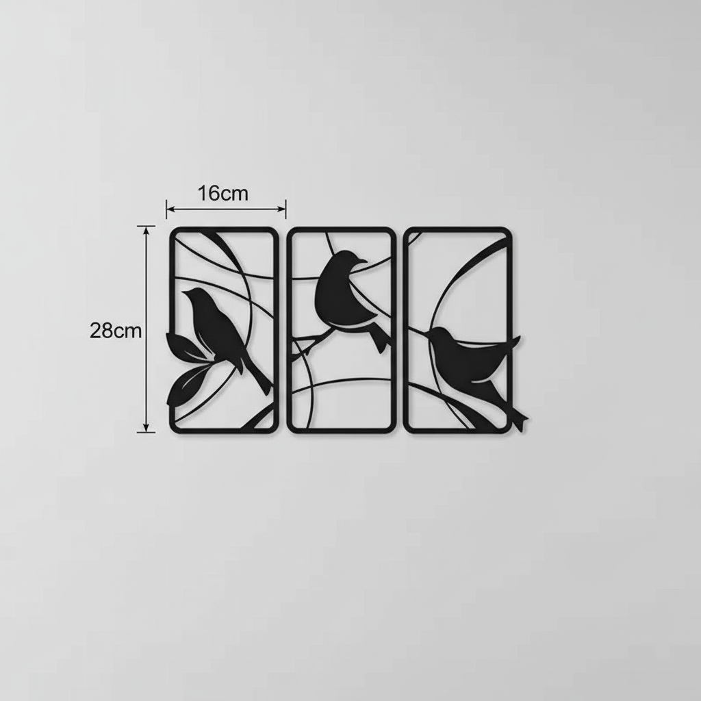Abstract Birds Triptych Wall Art