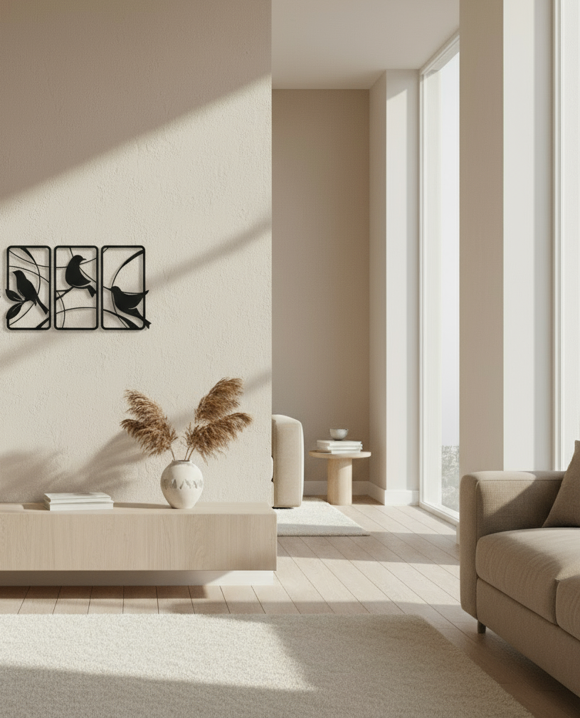 Abstract Birds Triptych Wall Art