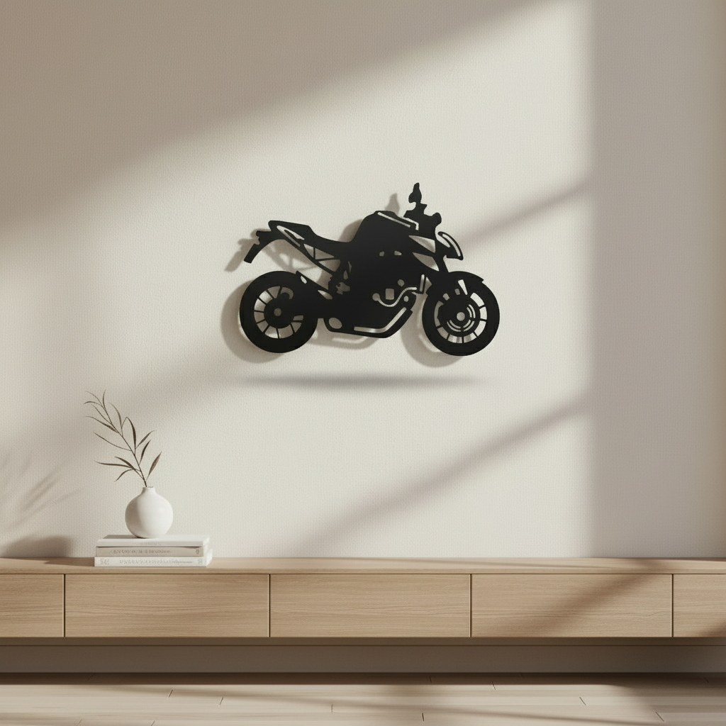 Naked Bike Silhouette Wall Art: Spirit of Speed ​​and Urban Design