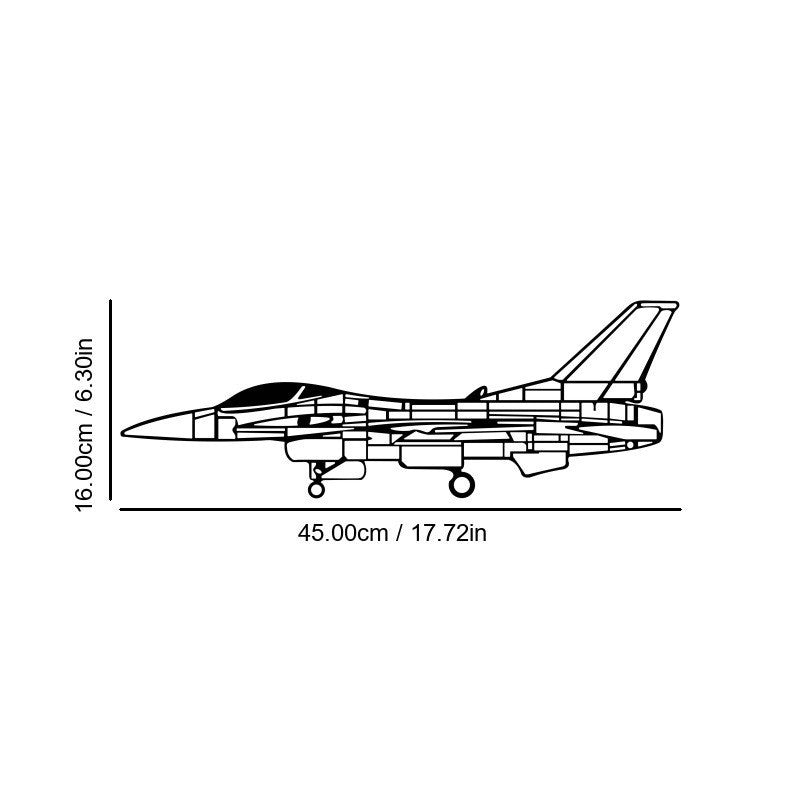 Wall Decoration Combat Falcon Silhouette Line Art Fighter Jet Metal