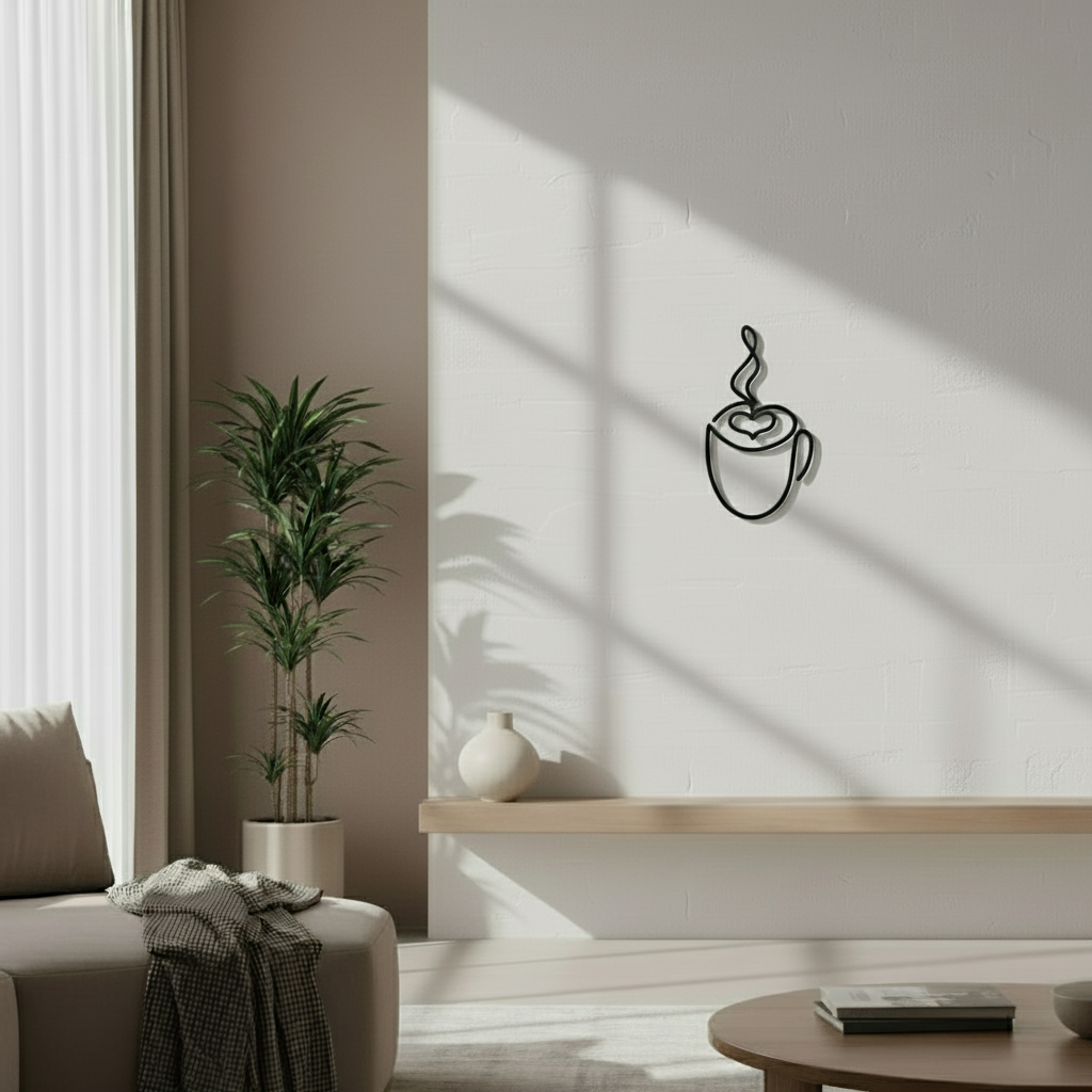 Décoration Murale Coffee Love Tasse Minimaliste Line Art