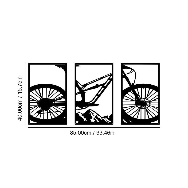 Decorative Triptych Mountain Biking Dynamism and Adventure