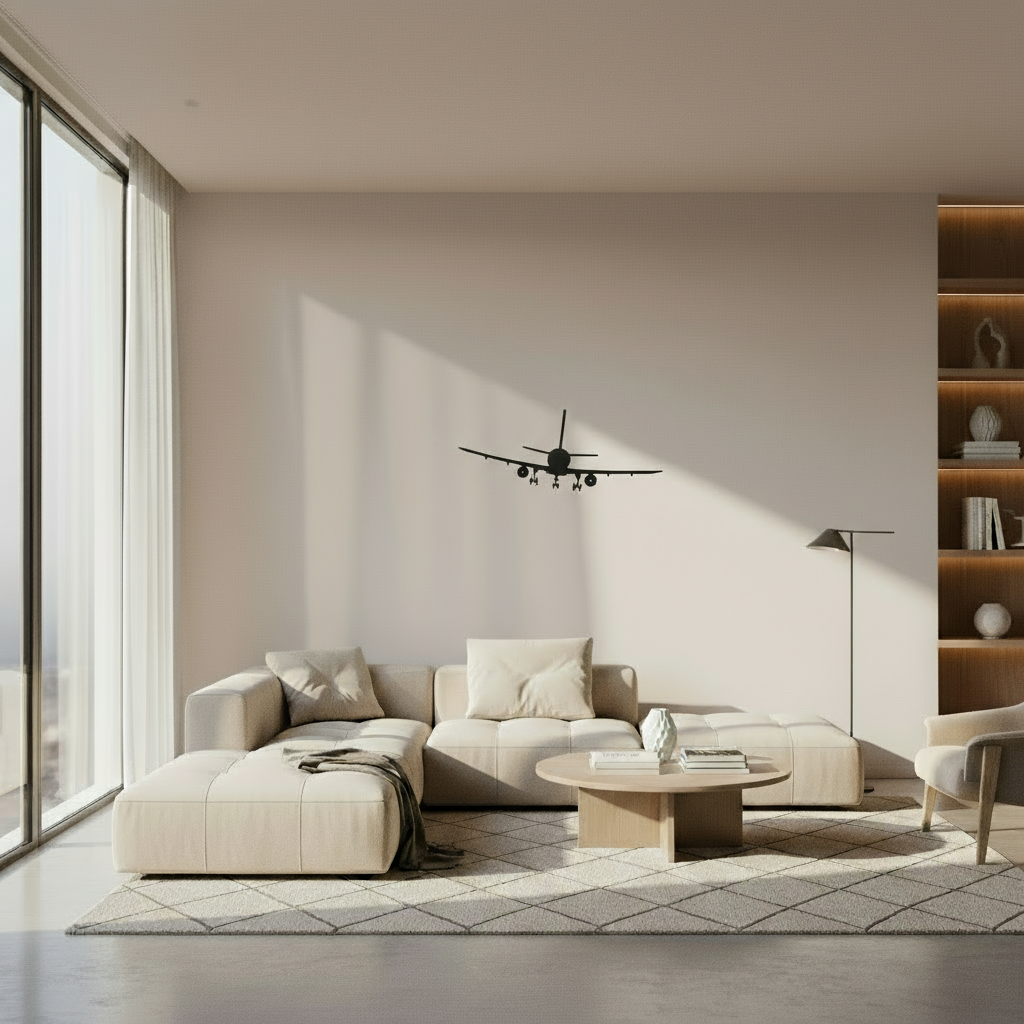 Wall Art: Airplane Approaching - Streamlined Aeronautical Silhouette