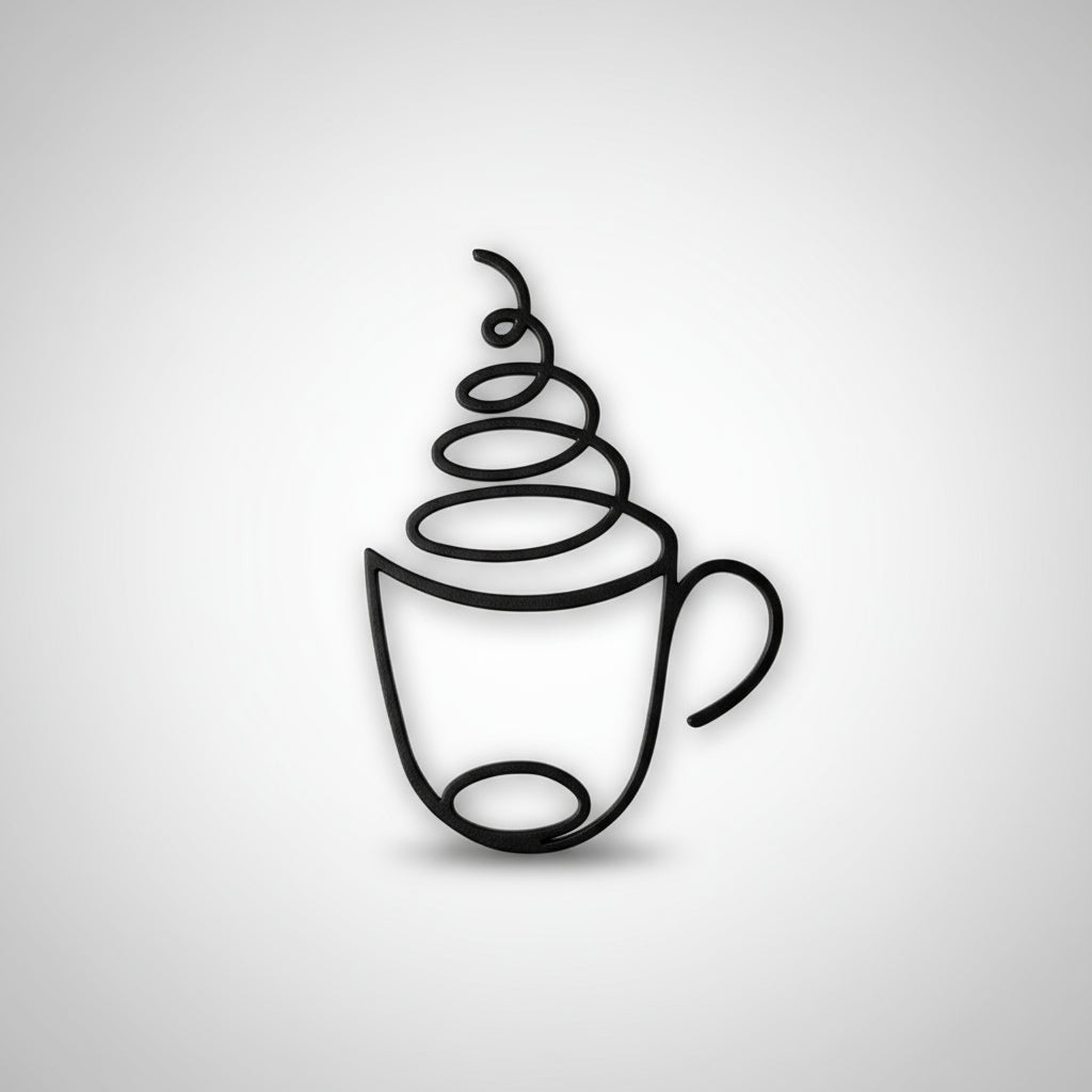 Minimalist spiral coffee cup wall decoration