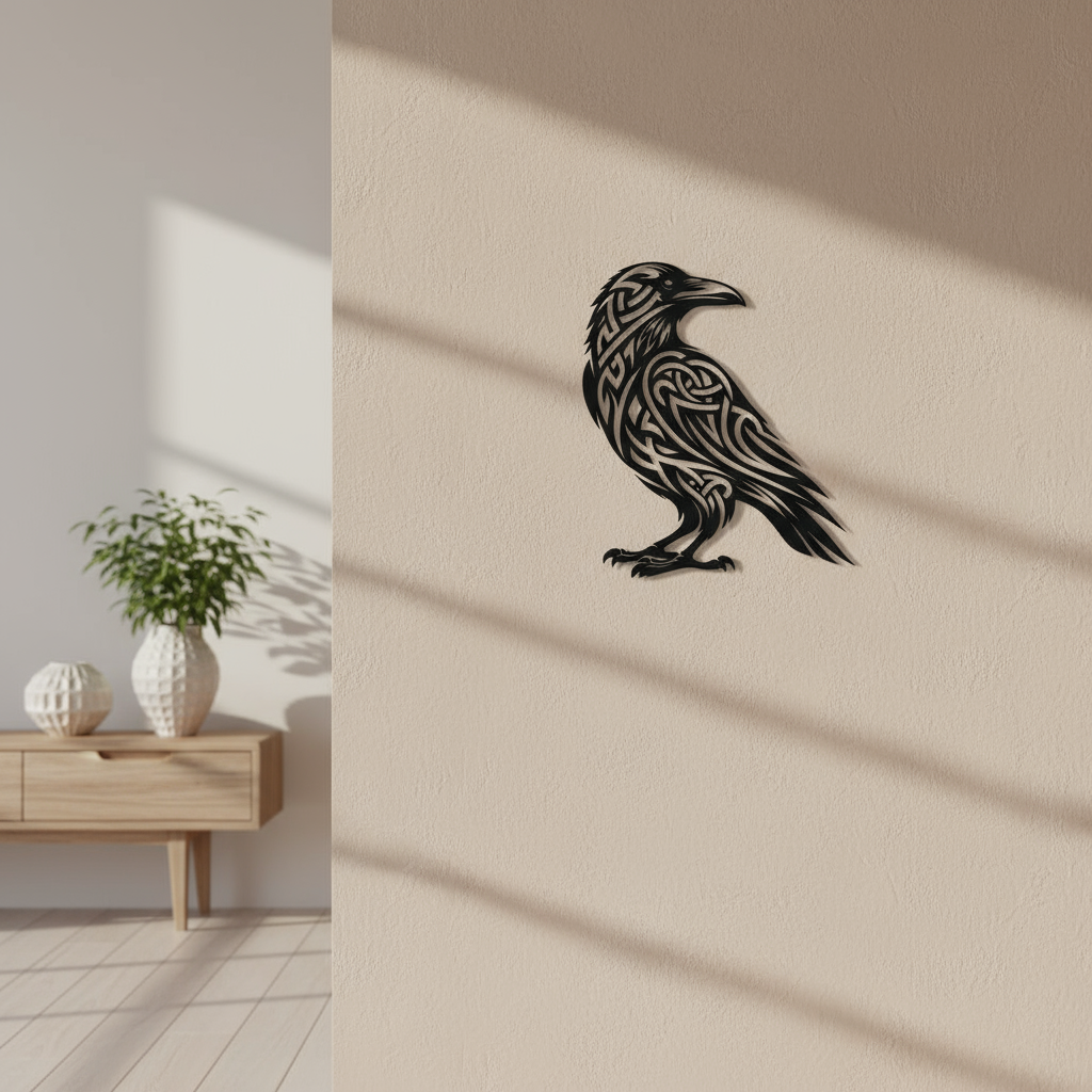 Décoration Murale Corbeau aux Entrelacs Celtiques