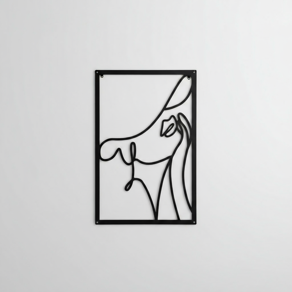 Mysterious Elegance Wall Decor: Line Art, Hat and Sensuality