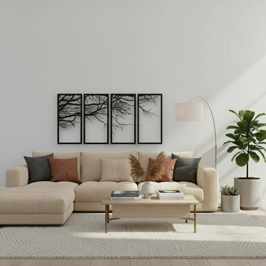 Four-Panel Wall Decoration: Bare Branches