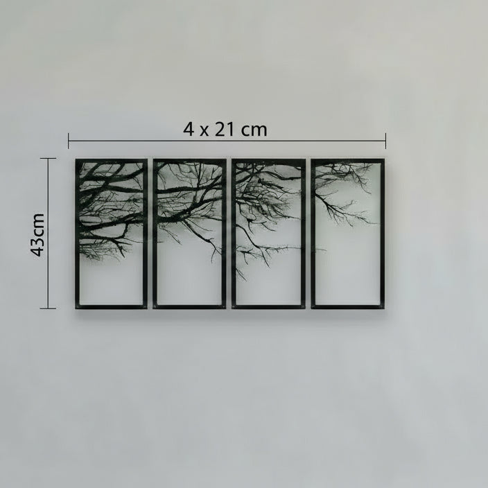 Four-Panel Wall Decoration: Bare Branches