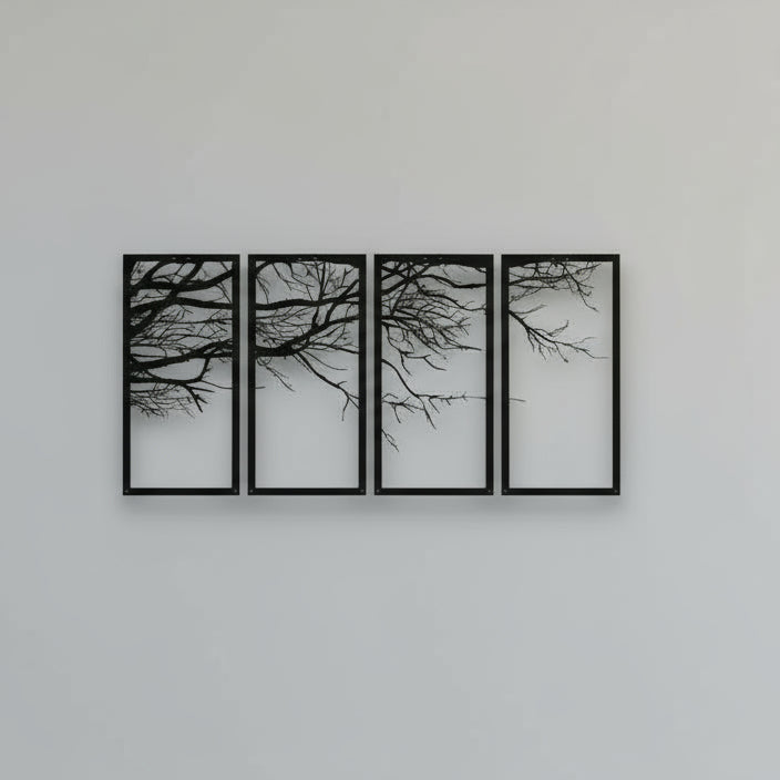 Four-Panel Wall Decoration: Bare Branches