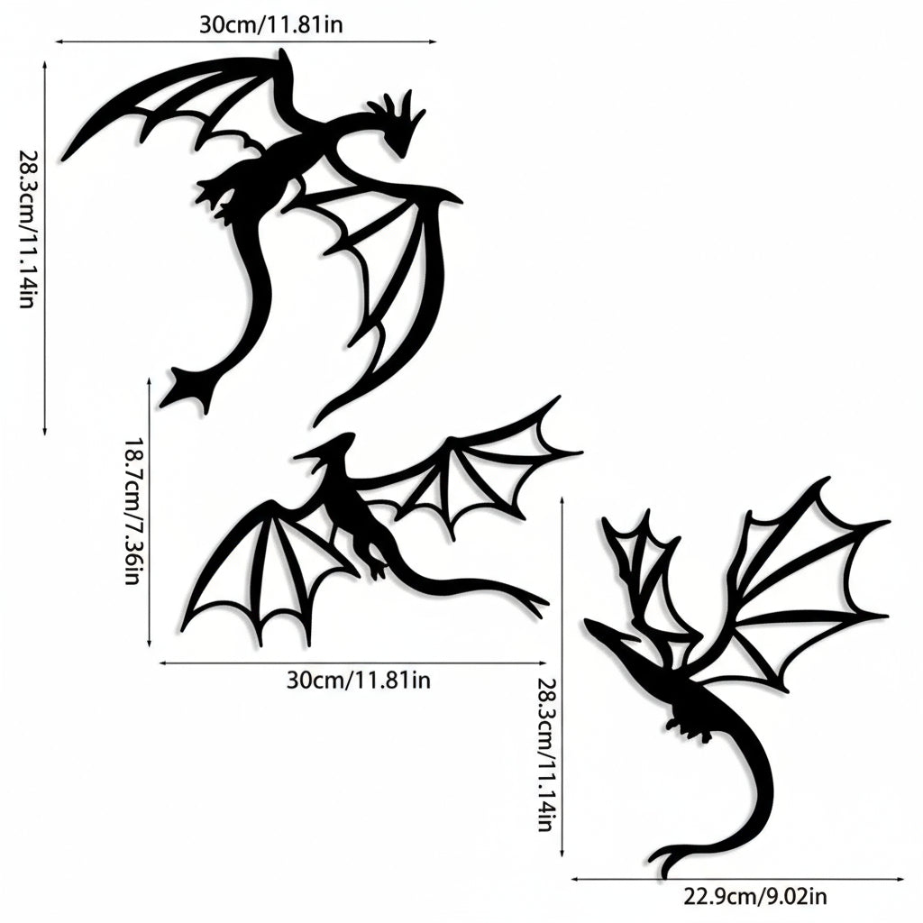 Aerial Dragons Triptych Wall Decoration