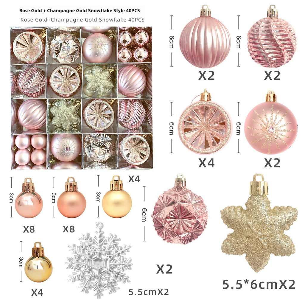 Luxury Sculptural Christmas Bauble Set, 27 Pieces, Rose Gold and Pale Gold