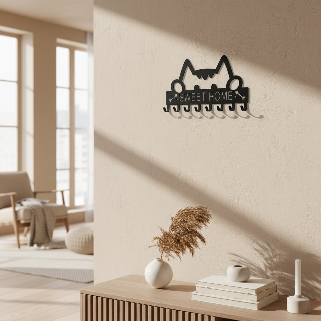 Sweet Home Design Minimalist Black Cat Decorative Wall Mount