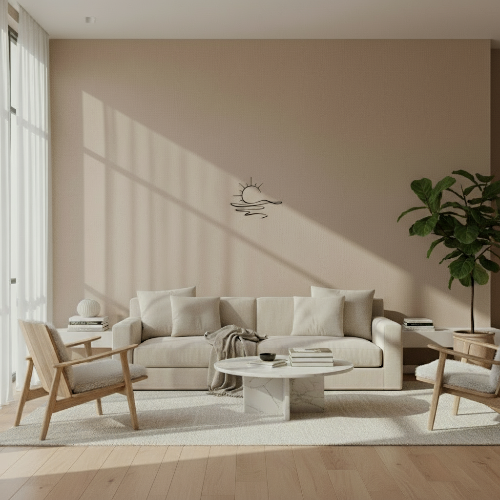 Minimalist Metal Silhouette Sunset Over Water Wall Art