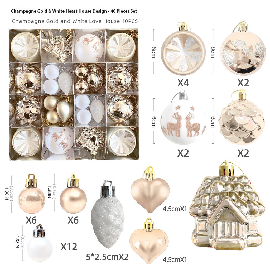 27-Piece Monochromatic Luxury Christmas Bauble Set in Cream and Champagne