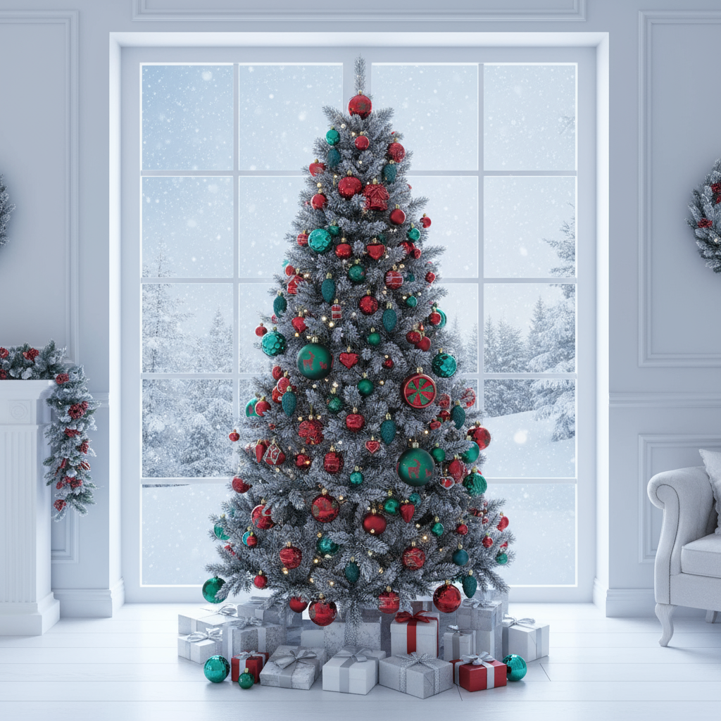 Set of 27 Joyful Riches Christmas Baubles, Red and Emerald