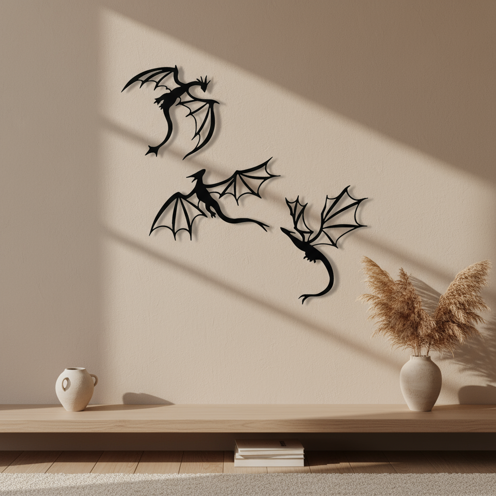 Aerial Dragons Triptych Wall Decoration