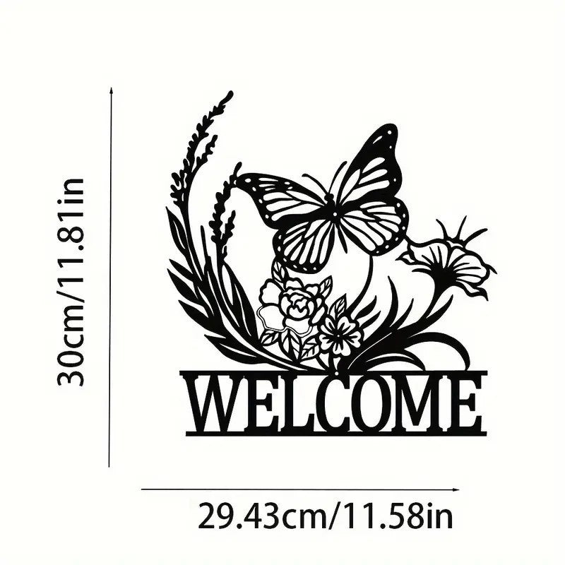 Welcome Garden decorative plaque and butterfly