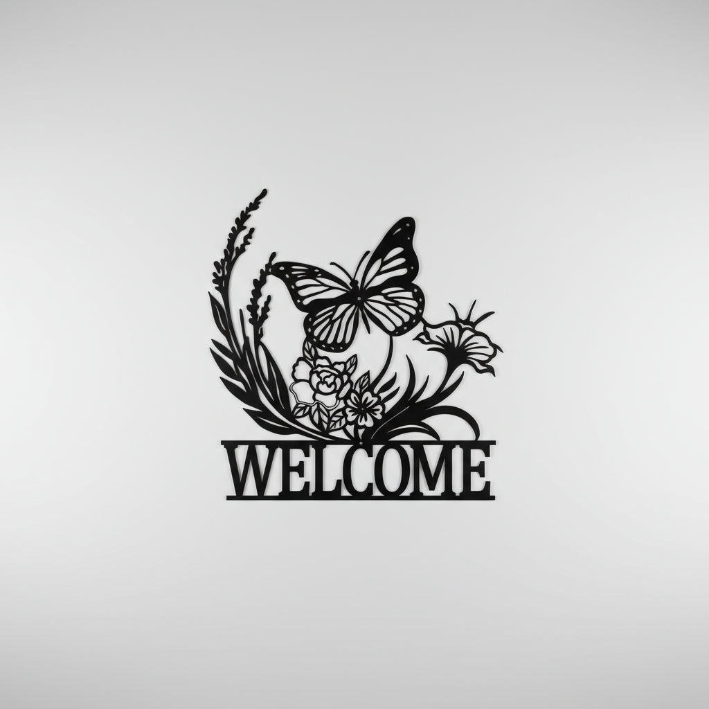 Welcome Garden decorative plaque and butterfly