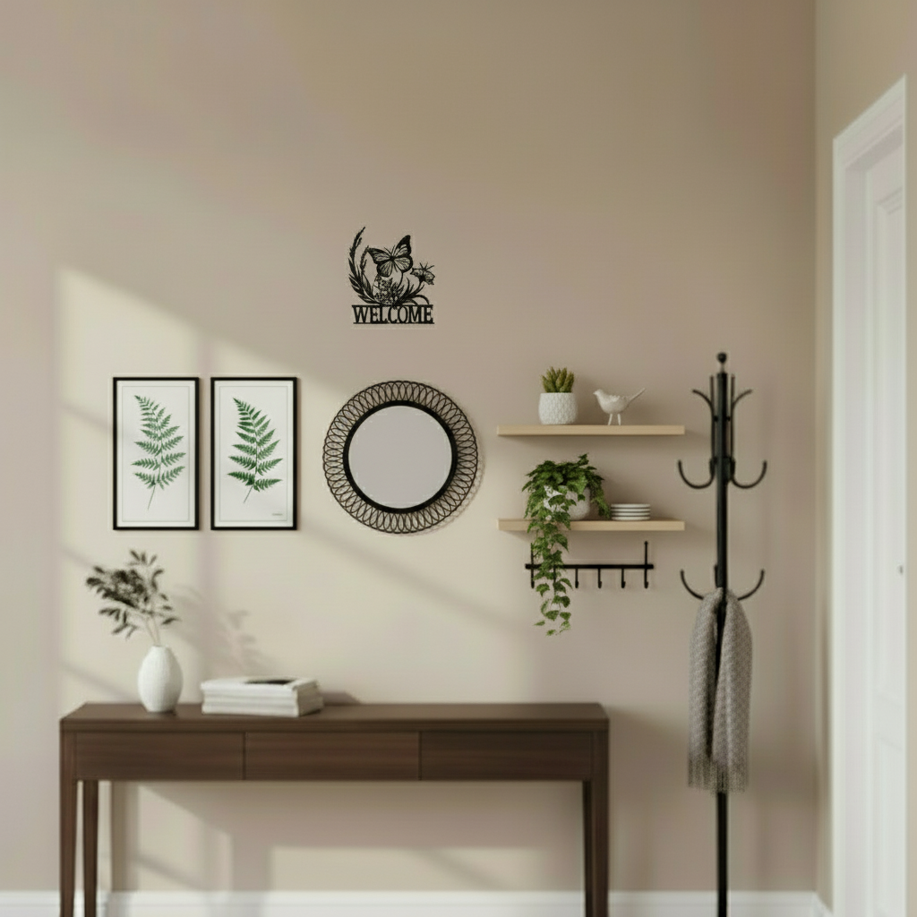 Welcome Garden decorative plaque and butterfly