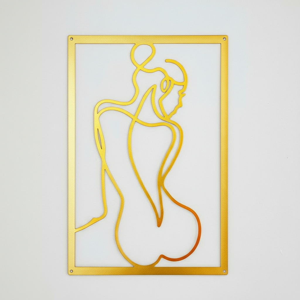 Nude Female Seated Wall Art - Clean and Sensual Line Art