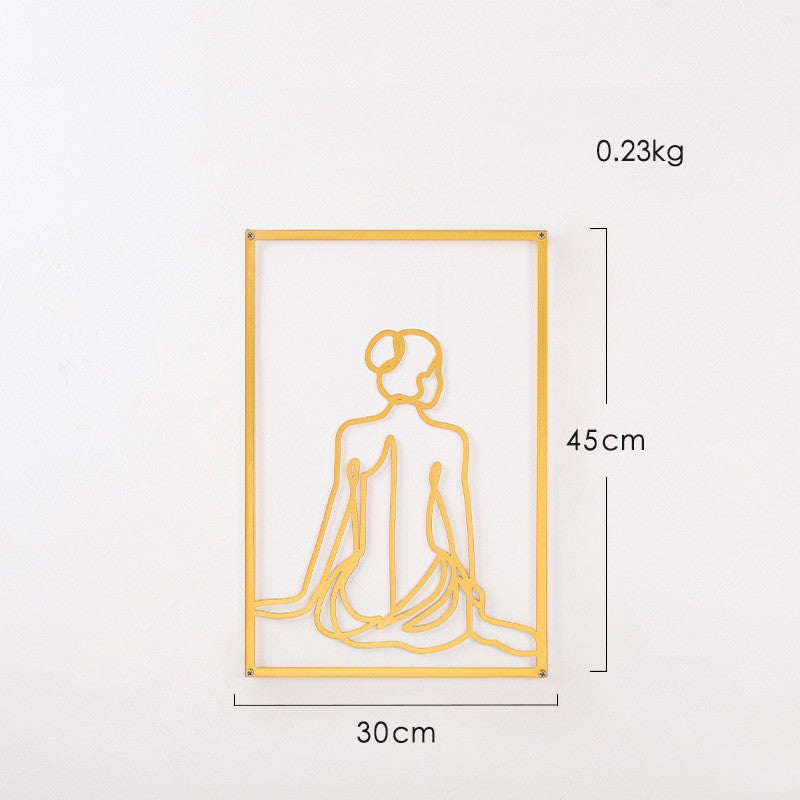 Nude Female Wall Art, Sitting with Her Back to Us - Calm and Meditative Line Art