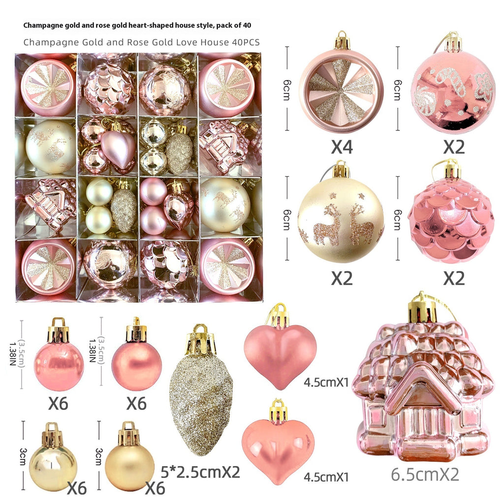 Romantic Luxury Christmas Bauble Set, 27 Pieces, Rose Gold and Ivory